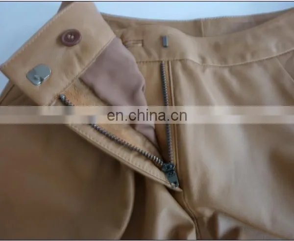 2015 New Style Sheep Leather Short Pants in YKK Zipper in Front photo-4