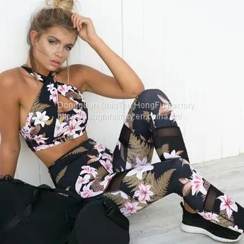 Custom Design Sublimation Printed Yoga Set Fashion Women Ladies Fitness Sport Gym Wear Bra And Pants Leggings Sets photo-4