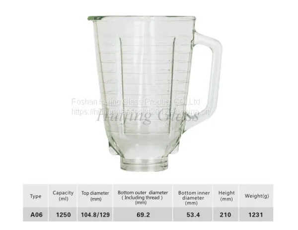 (A06)best Selling Juicer Blender Jar Glass Jar Food Mixer 1.25L