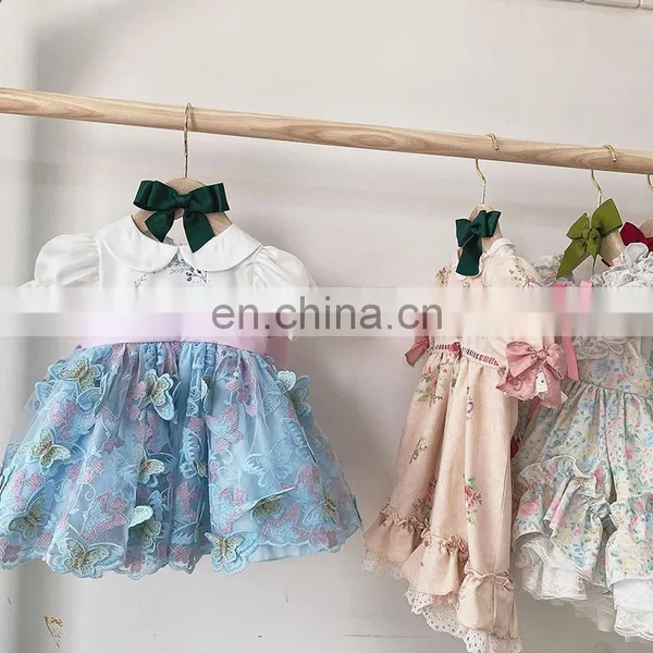 Baby Spanish Dresses for Girl's Dress Vintage Lace Butterfly Kids Clothing Wholesale Children Clothing Frock photo-2