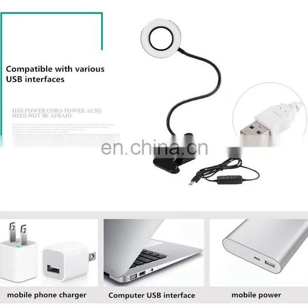 USB Powered Brightness Adjustable Eye Protection Learn Clip Black Table Lamp photo-4