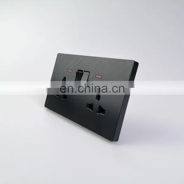 Hot Selling Senior Black Wall Socket Copper Electrical Accessories Power Indicator New Style Double Socket photo-2