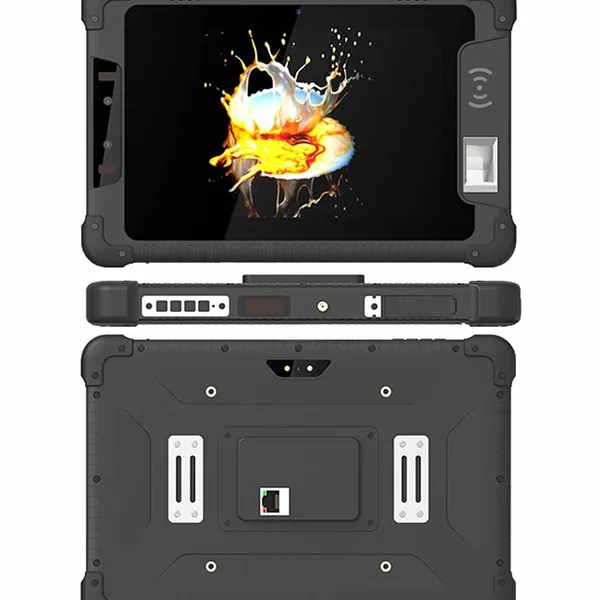 Завод HiDON 8-дюймовый промышленный планшетный компьютер на базе MTK8788 с Android 13, оснащенный UHF, NFC, 2D-сканером штрих-кодов, сканером отпечатков пальцев, RFID, USB 2.0, RJ45 и RS232