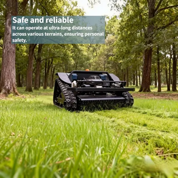 Industrial Self Propelled Cordless 4-stroke Single Cylinder Remote Mowing Tank VTLM600 600mm Crawler Lawn Mower for Garden photo-4