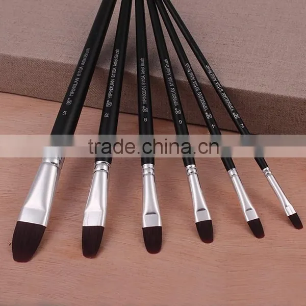 6Pcs Wood Handle Filbert Shape Nylon Hair Watercolor Painting Artist Paint Brush Pen Set photo-2