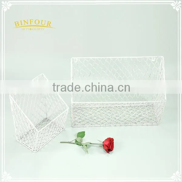 Metal White Wire Basket Stand Display Rack for Table photo-3