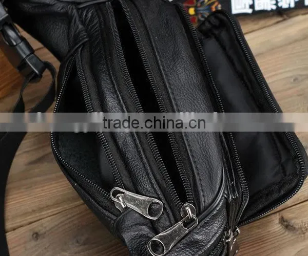 Top Grade Black Man Pure Leather Fanny Pack photo-5