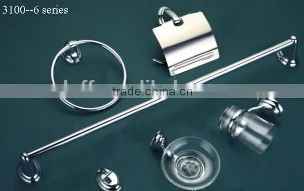 6pcs Metal Bathroom Accessories Set Includes Single Tumbler Holder ,Paper Holder Soap Holder,Towel Ring ,Towel Bar, Robe Hook