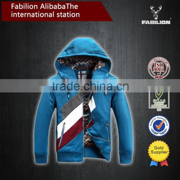 2015 Men Stitching Bark Zipper Cotton&Polyester Basketball Hoodie photo-5