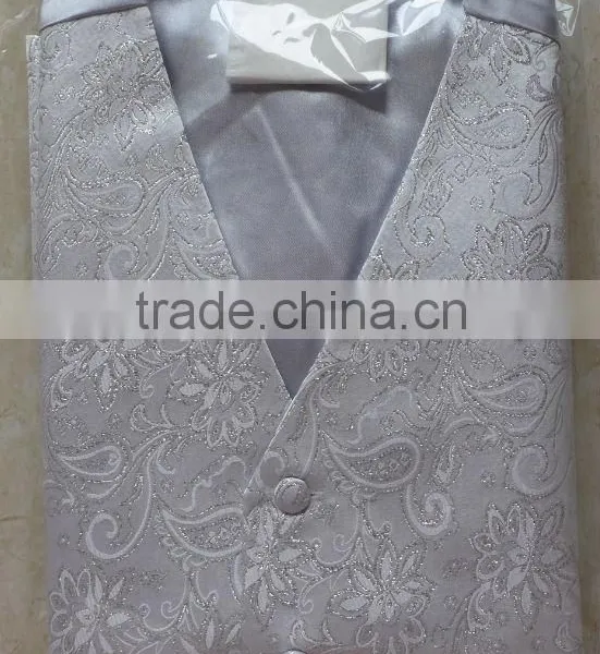 Microfiber Solid White Polyester Woven Wedding Vest photo-2