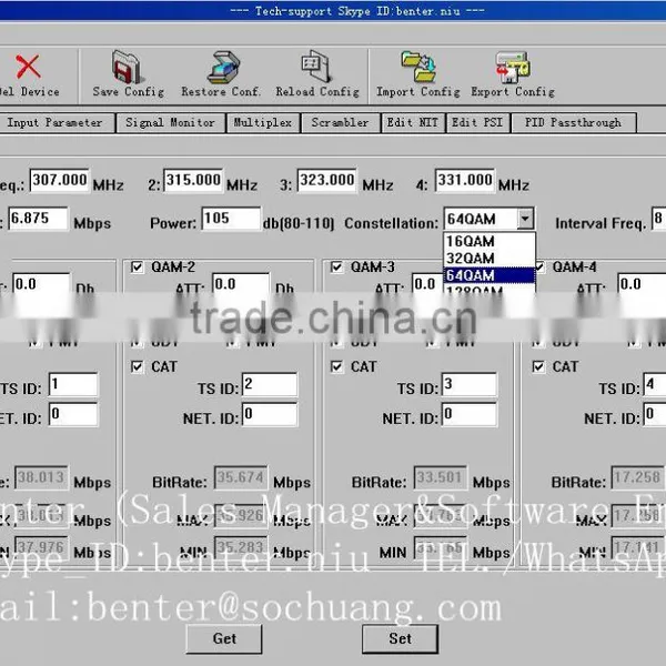 6*DVB-S2 to 4 QAM TransModulator With MUX-Scrambler(6*DVB-S/S2+6*ASI In,4*DVB-C RF Out) photo-5