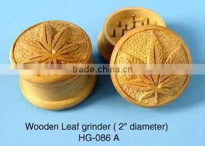 Carved Leaf Wooden Grinder