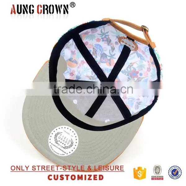 6 Panel Embroidered Suede Brim Flat Cheap Snapback Hat photo-6