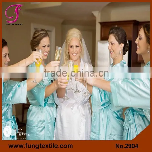 2904 Many Colors Available Good Quality Solid Short Satin Bride Robe photo-5