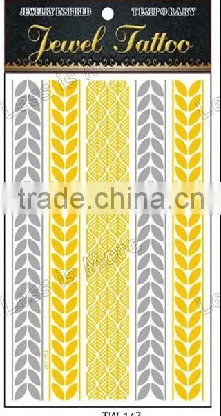 Gold Silver Jewelry Tattoo, Metallic Gold Tatoos, Waterproof Jewelry Sticker