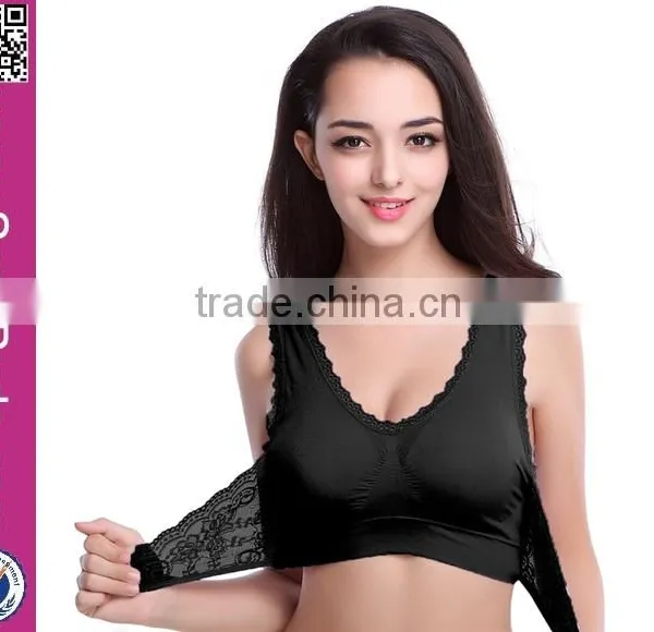 Yoga Fitness Sexy Floral Print Bra With Lace Ham Front photo-2
