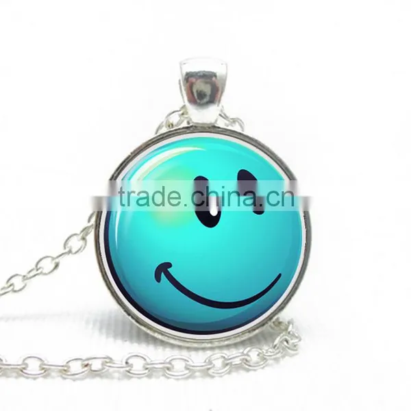 New Popular Mood Expression Necklace Emoji Print Glass Cabochon Necklace for Women Girls Lady photo-5
