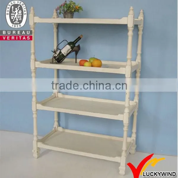 Luckywind antique white wooden storage shelves