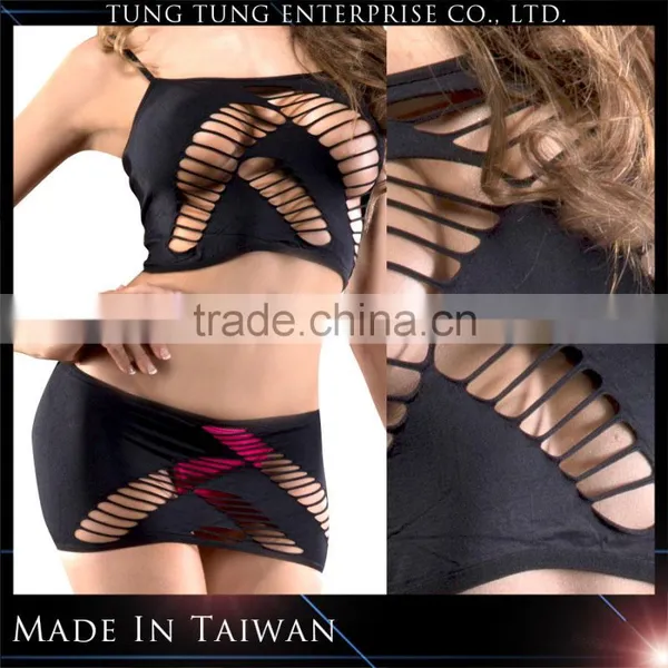 2PC Seamless Black Women Pants Set Mini Dress