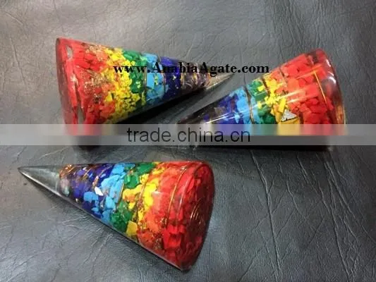 Chakra Energy Orgone Antenna-wholesale Orgone Engery Products : Mix Gemstone Copper Wire Wrapped Orgone Antenna photo-3