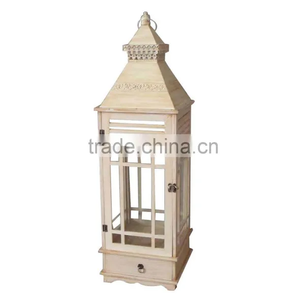 Garden Wood Candle Lantern Antique Finish photo-2