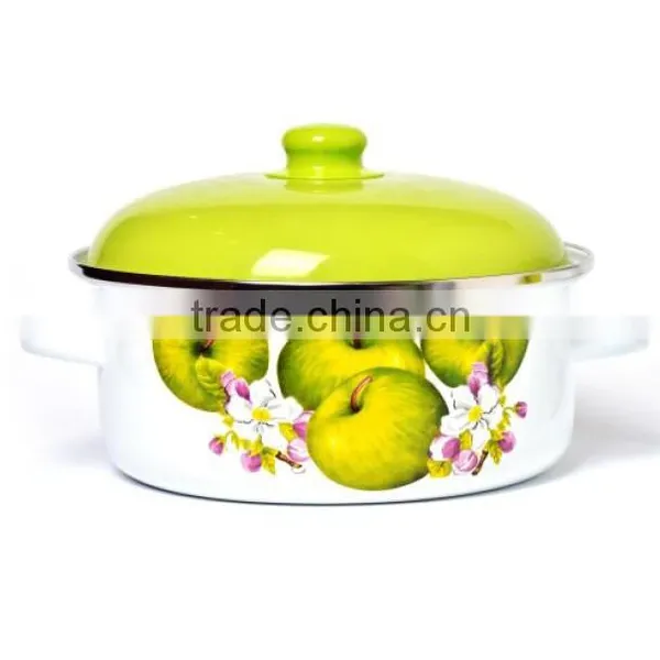 High Quality 16/18/20/22/24cm Straight Colorful Polka Dots Enamel Casserole With Glass Lid photo-3