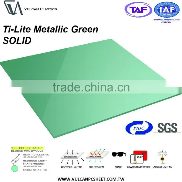 Opaque Lower Temp Plastic Polycarbonate Solid Flat Sheet (Ti-Lite Metallic Green Solid Flat) photo-2