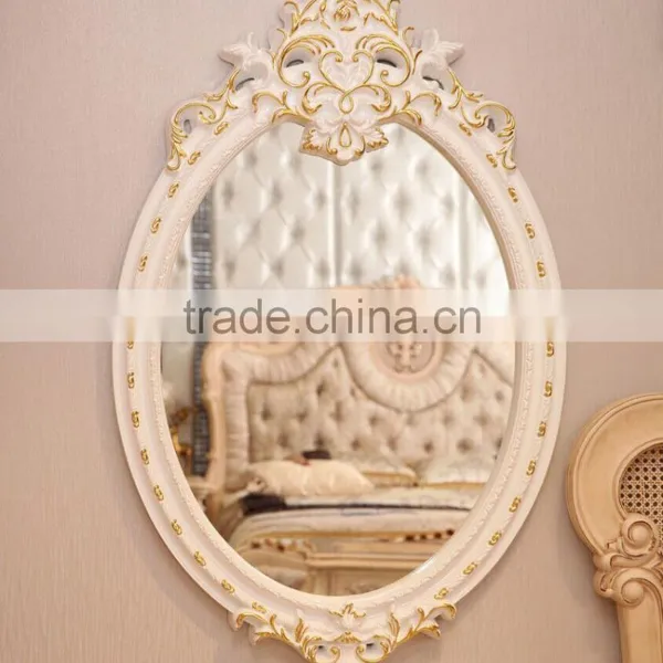 Graceful Flower Carving Oval Wall Mirror photo-3
