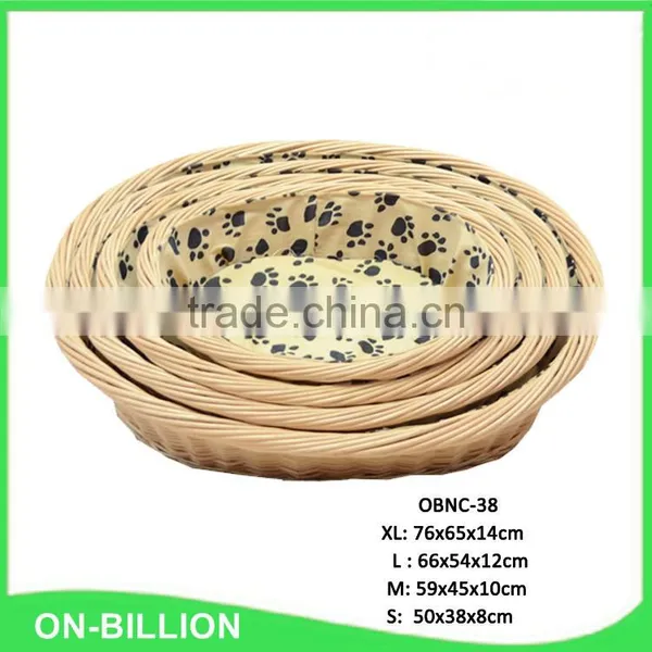 Round Wicekr Dog Bed With Mat photo-3