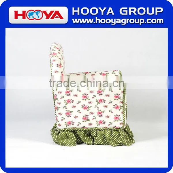 Farmhouse Style Kids Sofa,flower +green Bottom White Dots Cushion,W61cm* D43cm* H48cm,canvas+sponge+crude Wood photo-2