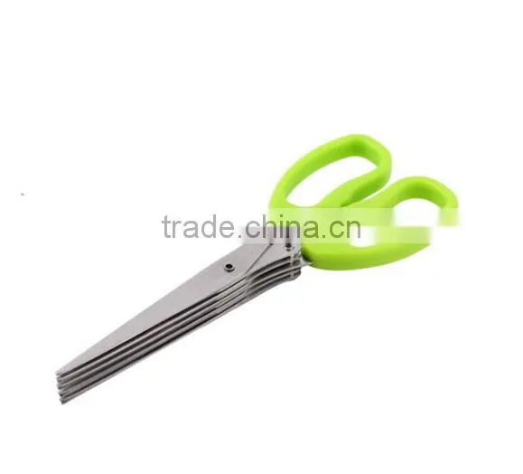 7.5"Professional Stainless Steel 5 Blades Kitchen Herb Scissors With Comb photo-3