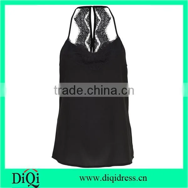 Guangzhou Fashion Detailed Lace Sleeveless Tank Tops