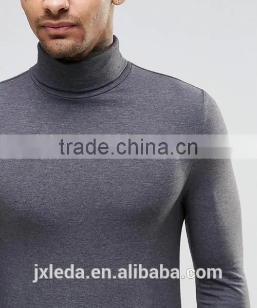 Men Extreme Muscle Skinny Fit Roll Neck Long Sleeve Tee Shirt OEM China Manufacturers photo-3
