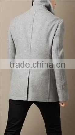 2014 Men Coat Offwhite Color Wool Fabric photo-3