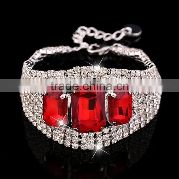 Luxury Zircon WeddingJewelry for Bride Full Cupchain Crystals Cuff Bracelet Hign End Bride Bracelet Jewelry photo-4