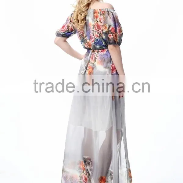 China Manufacturer Elegant Ladies Floral Print Sleeveless Dresses Plus Size photo-2