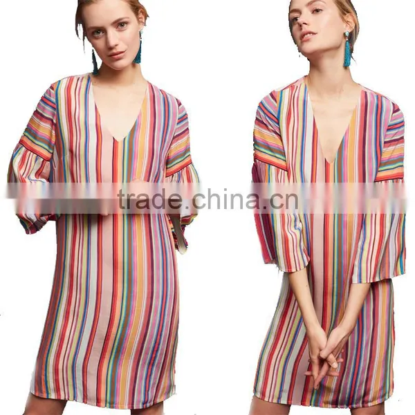 LATEST Ladies Harlow Dress, V-neck Short Sleeve Rainbow Dress photo-5
