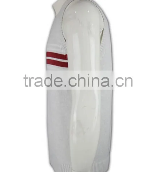 ISO9001/BSCI Manufature High Quality Light Grey Stylish Striped Knitted Vest photo-3