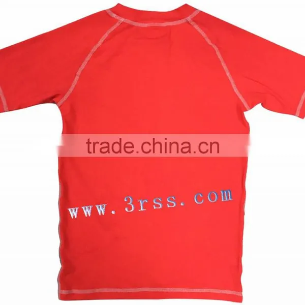 Boys Blank Red Rash Guard With UPF 50+ photo-2