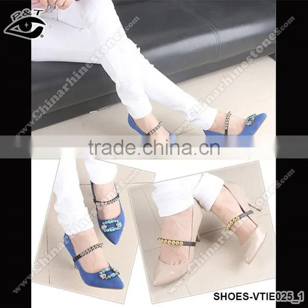 3 Colors Elastic Shoelace With Metallic Beads Decoration Metallic Beads Shoe Straps photo-2