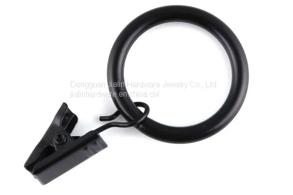 Black matte metal curtain rings with clips (1