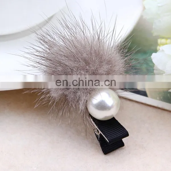 DIY Handmade Cute Mink Fur Hairpin High Quality Mink Fur Clip for Girl photo-5