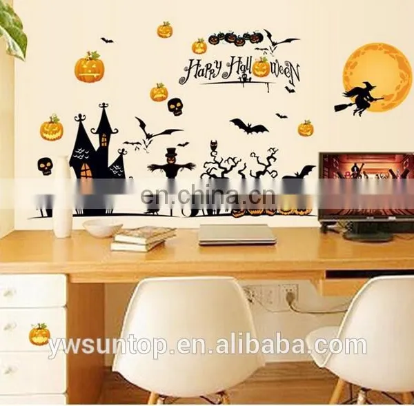 Halloween Theme Castle Pumpkin Bat Window/Wall Sticker Halloween Decoration Home Decoration photo-2