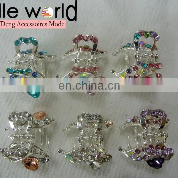 Elegant Heart-shape Rhinestone Mini Hair Claw Clips for Wedding photo-2
