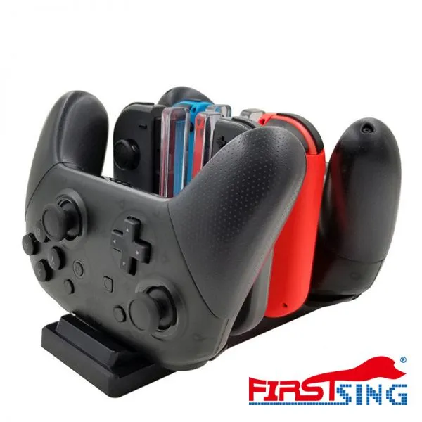 Firstsing Games Joy-Con Controller and Pro Controller Charging Dock Station 6 in 1 for Nintendo Switch With Charging Indicators