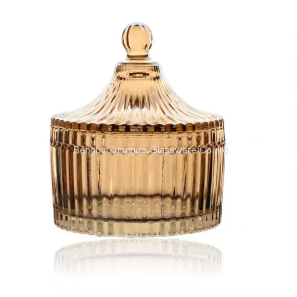 AmberCrystal Glass Storage Jar Lids Candy Jar Glass Container Cookie Jar Cotton Swab Box Household Decoration