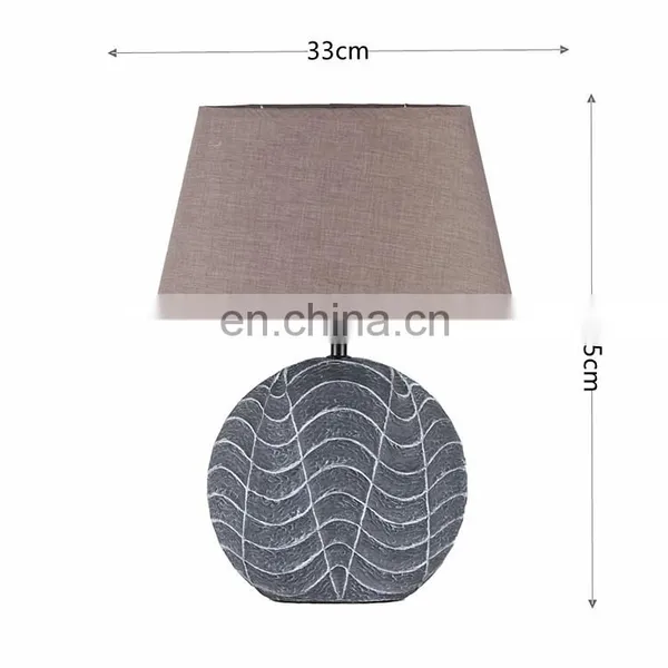 Hotel Decoration Living Room Ornaments Gray Ceramic Table Lamp Engraving Design Retro Desk Lamp photo-6