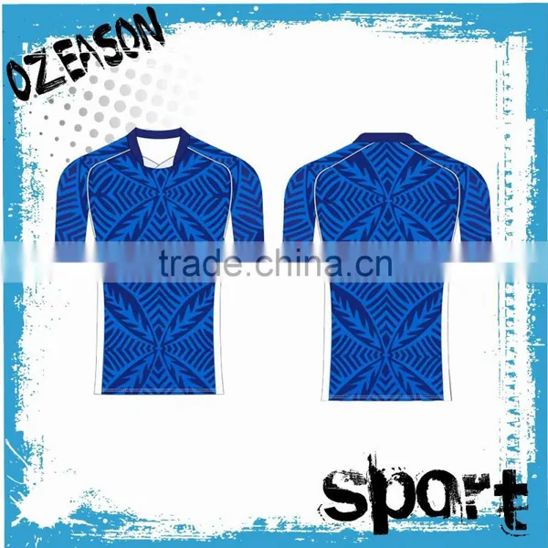 High Quality Custom Blue Rugby Football Jersey Latest Design Supplier's Choice photo-3