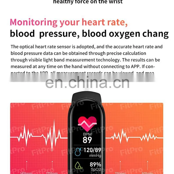 Hot Selling M6 Smart Bracelet Full Display Heart Rate Blood Pressure Mi Band 6 Smart Watch photo-5