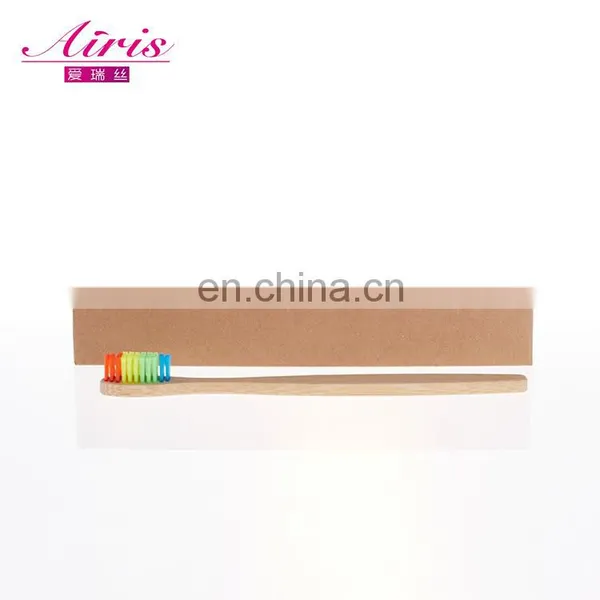 Bamboo Organic Toothbrush Flat Handle Rainbow Bristle Custom Logo Manufacturer photo-4